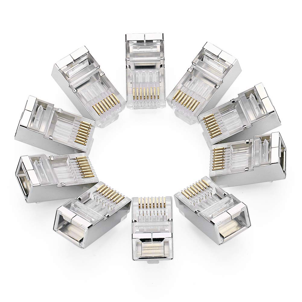 UGREEN Cat6 Connector, 10 pcs Cat6 Shielded Crimp Connector RJ45 8P8C