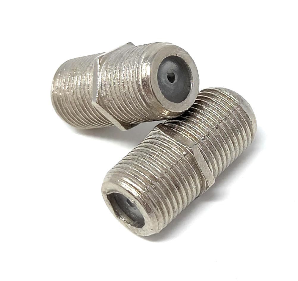 DRUT 2pcs F-Type to F-Type Coupler Adapter Female to Female RG6 Coaxial TV Cable Extension Barrel Connectors Silver