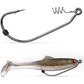 Weedless Swimbait/Worm Flipping Hooks with Screw Lock &amp; Bait Holder- 1/0 2/0 3/0 4/0 5/0 6/0 7/0 for Bass Fishing