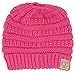 Funky Junque Child Ponytail Beanie Kids Messy Bun Hat Girls Ages 2-7 Warm Stretchy Knit Winter Cap for High or Low Ponytails - Candy Pink