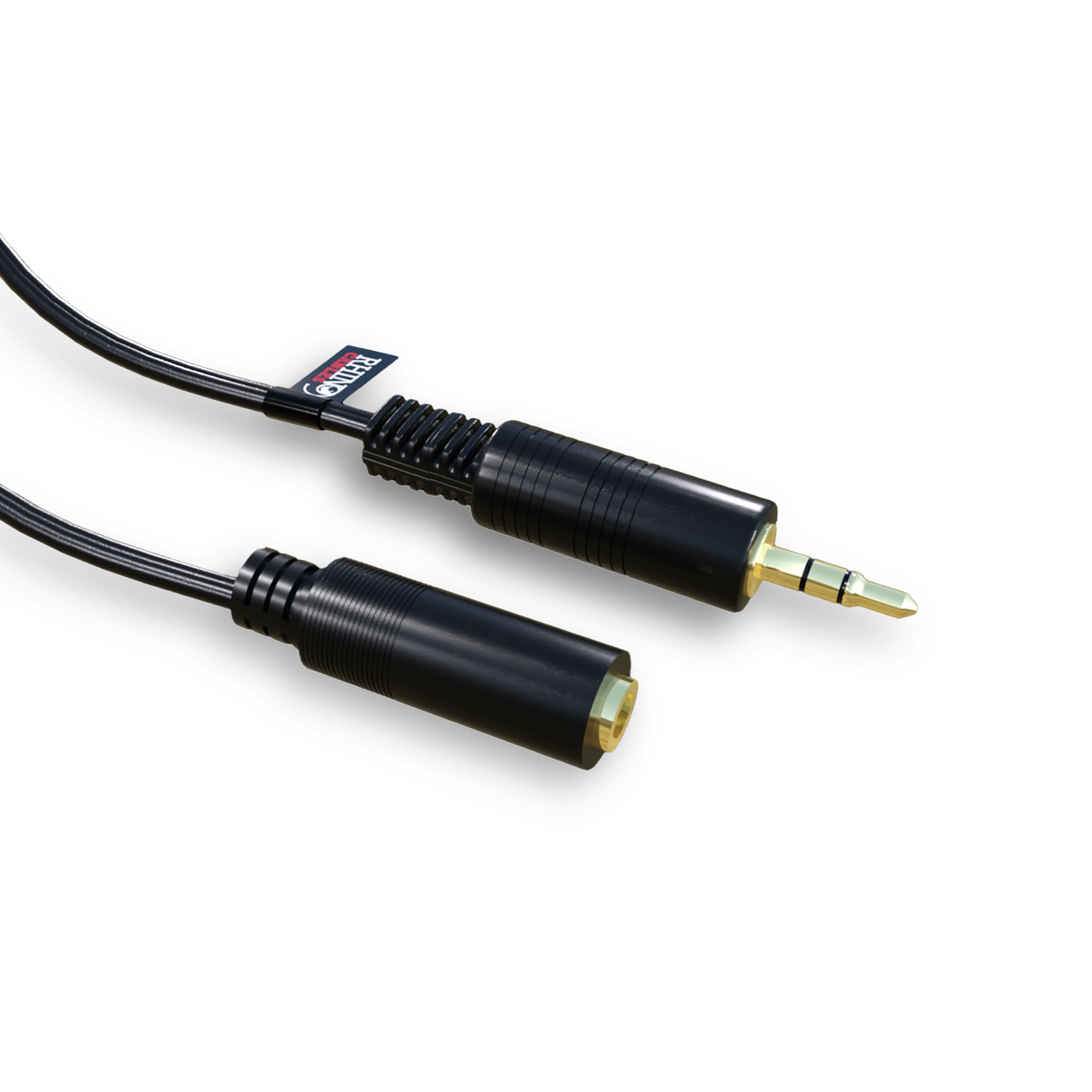 rhinocables 3.5mm Headphone Extension Cable – Male to Female Gold-Plated Aux Extender for Tablets, PCs, MP3 Players & Speakers | Interference-Free Stereo Audio (Black, 1m)