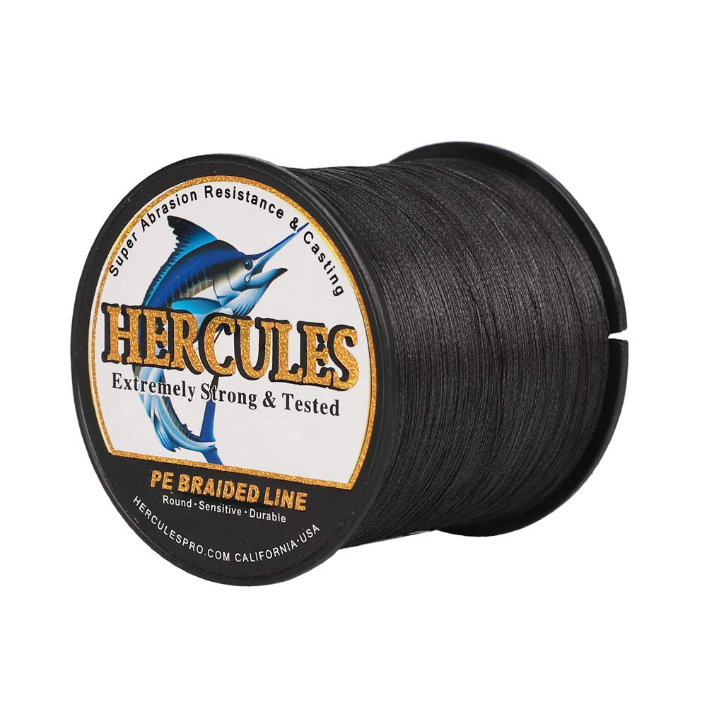 Hercules Super Cast 300M 328 Yards Braided Fishing Line 90 LB Test for Saltwater Freshwater PE Braid Fish Lines Superline 8 Strands - Black, 90LB (40.8KG), 0.50MM — image 1