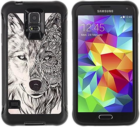 SHIMIN CAO@ Wolf Hound Dog Pencil Pattern Mystical Rugged Hybrid Armor Slim Protection Case Cover Shell For S5 Case , G9006 Cover Case ,Leather for S5 ,S5 Cover Leather Case ,G9006 Leather Case