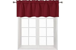 DWCN Blackout Valance for Curtains Rod Pocket Window Valance Curtains for Windows Basement Kitchen 60 x 18 inch Long,1 Panel, Burgundy