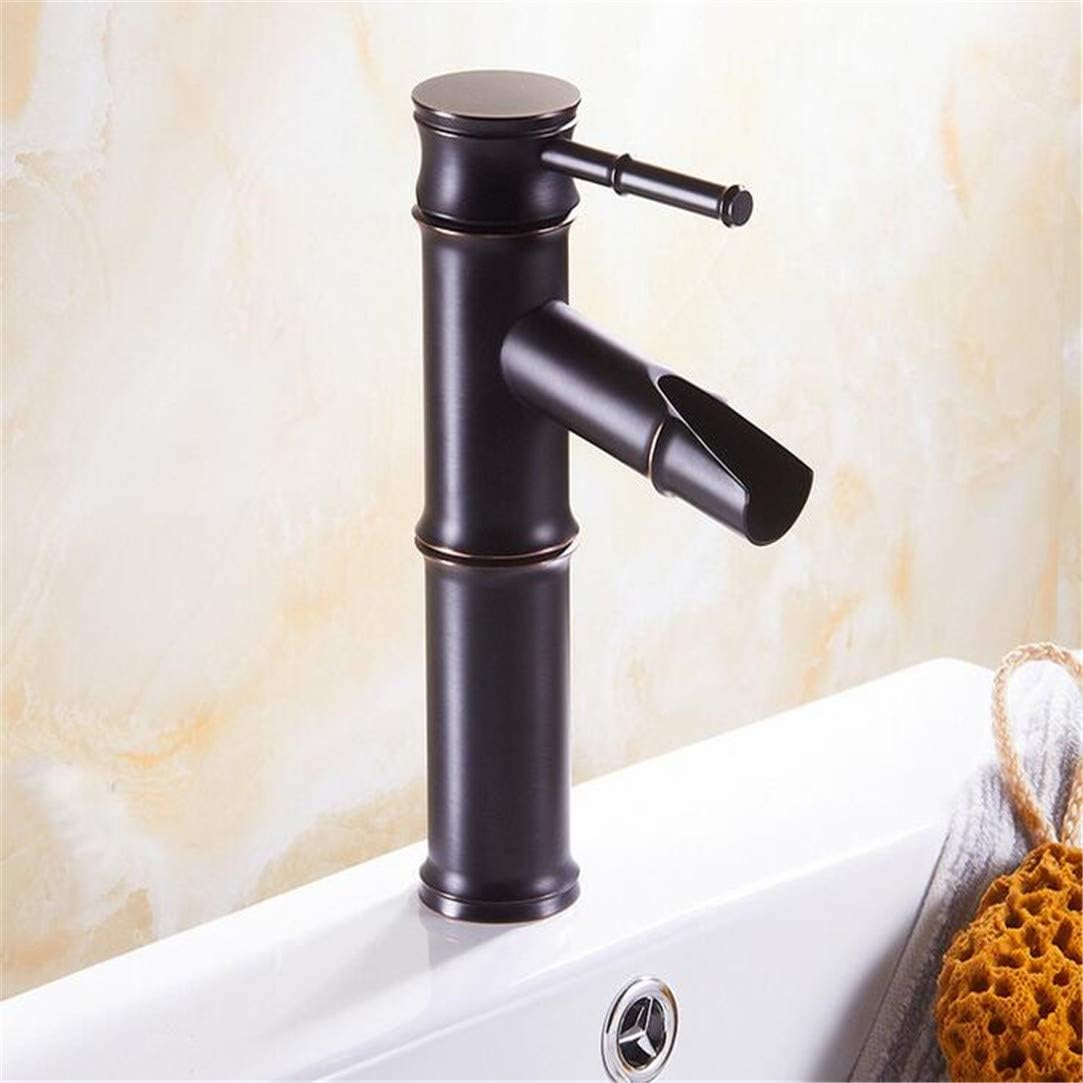 Grifo Cuenca Aceite Negro Frotado Bronce Bambú Forma Del Baño Lavabo