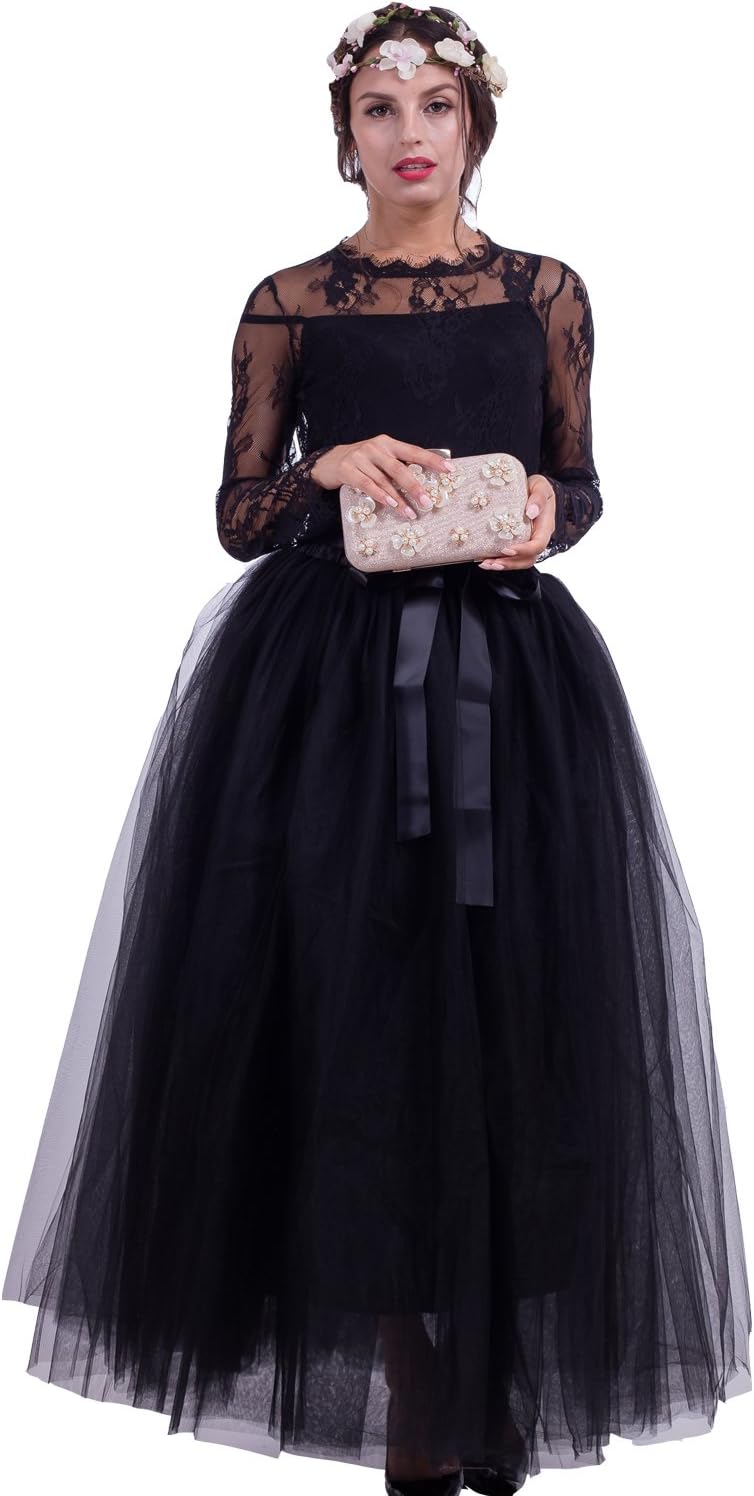 Women's 1950 Vintage Puffy Tutu Skirts Maxi Tulle Bridesmaid Petticoat Slip 7 Layers