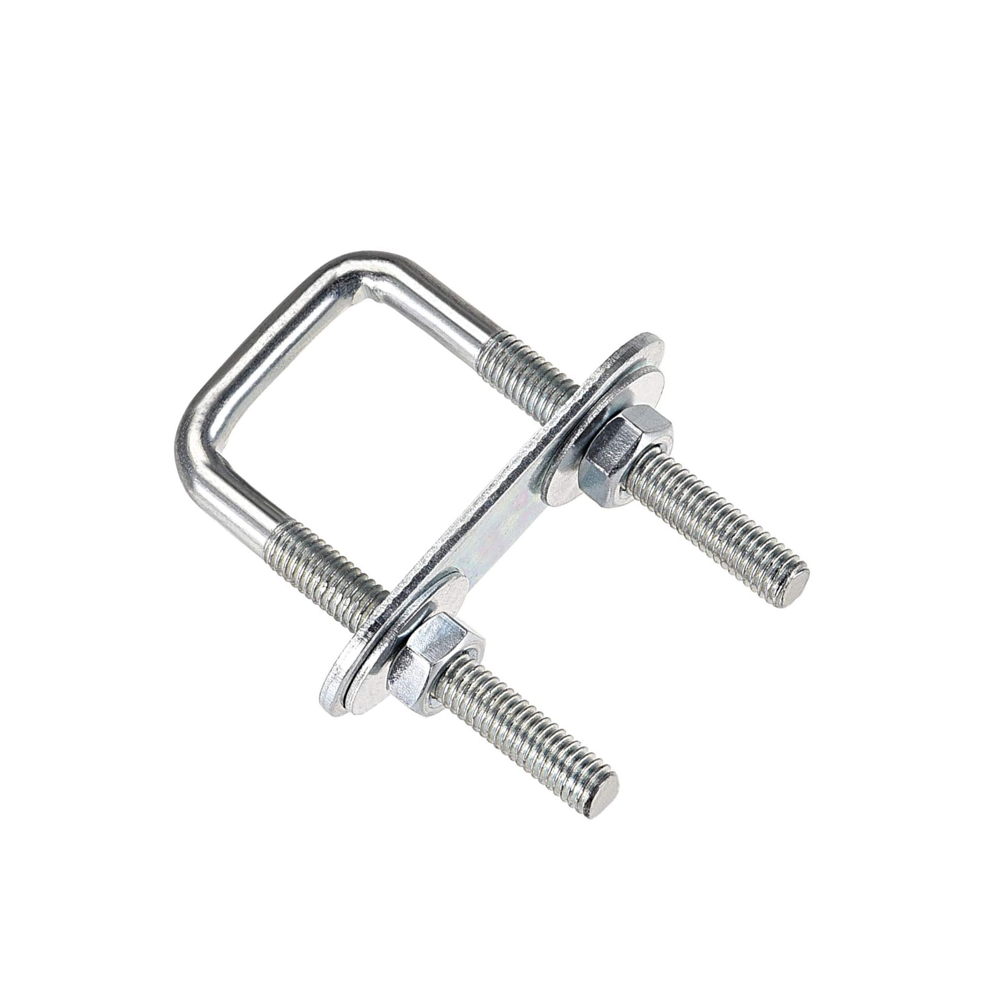 MACHSWON Square U-Bolt,4 Set Carton Steel M6 U Bolts 20mm(3/4") Inner Width 50mm Length with Nuts and Frame Plate for Automobiles Boat Trailer