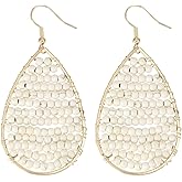 Winssigma Turquoise Teardrop Earrings, Boho Colorful Beads Fashion Hoop Earrings for Women Bohemian Jewelry