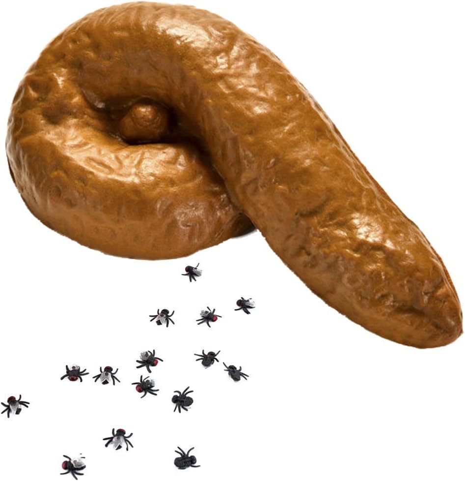 Leosi Fake Poo, 6" Shape Realistic Soft Fake Turd Tricky Toys Prank Joke Fun Novelty Toy for Halloween/April Fool (contains 10 fake flies)