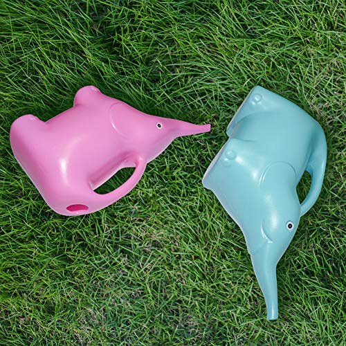 Megawodar Elephant Watering Cans (Combo Set of 2); Kids' Novelty Animal Watering Cans in Blue & Pink