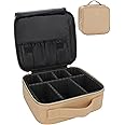 Relavel Travel Makeup Train Case Makeup Cosmetic Case Organizer Portable Artist Storage Bag with Adjustable Dividers for Cosmetics Makeup Brushes Toiletry Jewelry Digital Accessories Brown