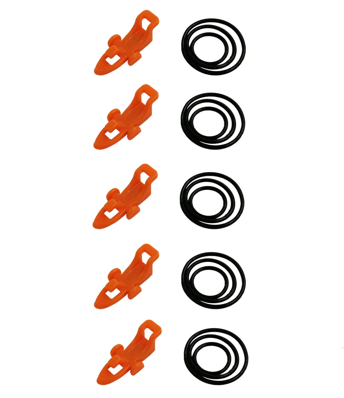 Fishing Hooks Keeper Fish Lure Bait Holders with 3 Size Elastic Rubber Rings for Worm Hooks and Treble Hook, Orange