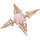 mookaitedecor Rose Quartz Pyramid Healing Crystal Stone Energy Generator with 4 Spiral Copper Points for Reiki Balancing Medi