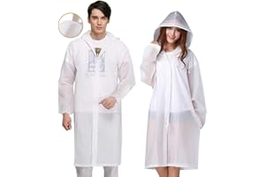 Exptolii Rain Poncho for Adults, 2 Pack EVA Reusable Raincoat Emergency Rain Gear Jacket with Hood and Elastic Sleeve