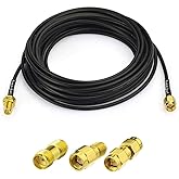 Superbat RF coaxial SMA macho a SMA hembra Bulkhead RG174 Cable de 15 pies + 3 piezas RF coaxial SMA Kit adaptador SMA para e