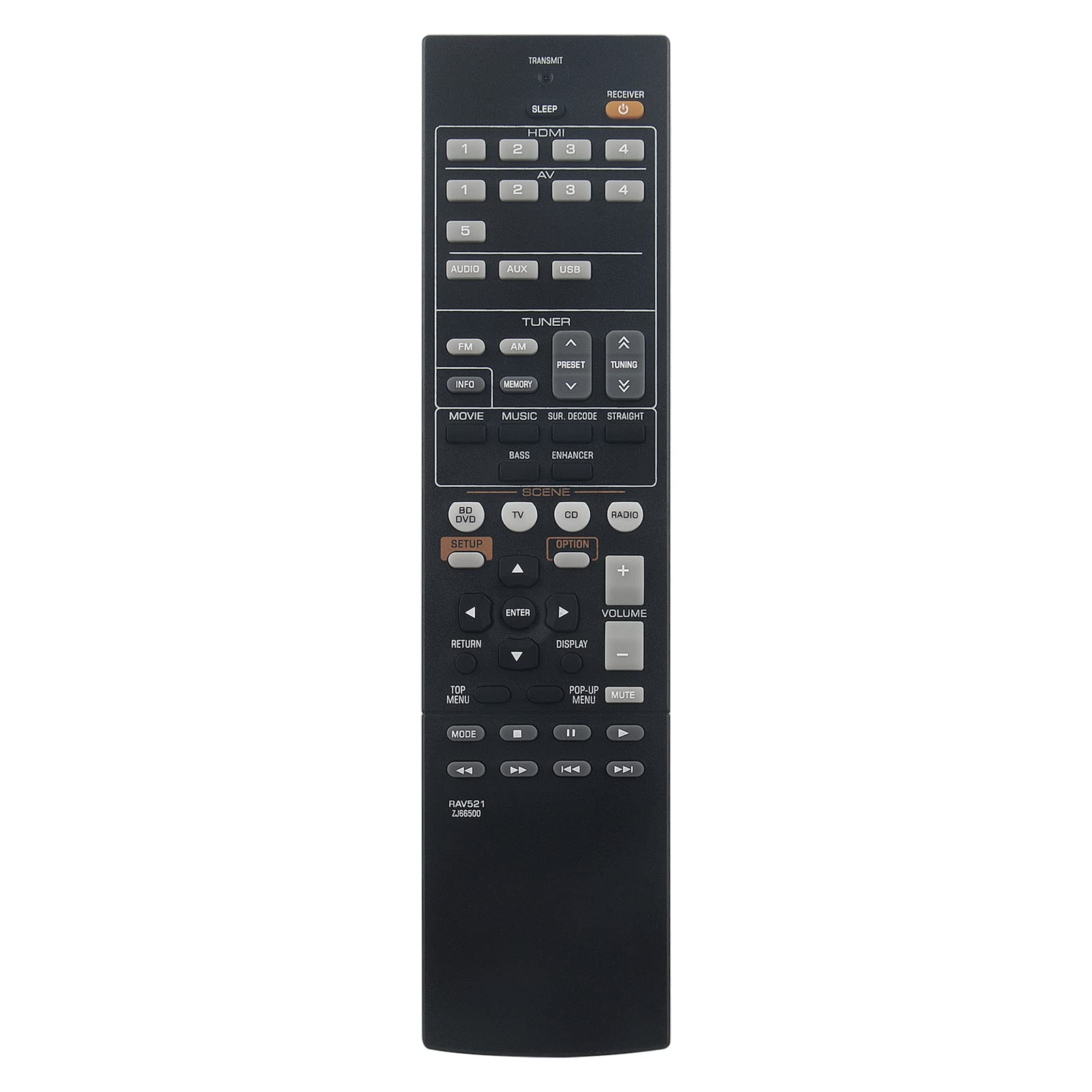 VINABTY RAV521 ZJ66500 Replacement Remote Compatible with Yamaha Audio Video Receiver HTR-3067 RX-V377 YHT-4910U