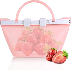 SANEIYA Reusable Silicone Food Storage Bags, Portable Leak-proof Silicone Reusable Food Bag For Refrigerator, Standable Silicone Bags For Food Storage, Dishwasher Safe, Eco-friendly (1000ml)