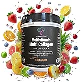 Antioxed Multi Collagen Multivitamin for Women+Men, Keto, Skin, Joint, Cognitive, Heart, Sensual, & Immune Health, Hydrolyzed Peptides, Antioxidants, Probiotics, No Sugar, 30 Fruit Powder Servings