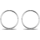 SERENITY SLEEPERS 925 Sterling Silver Solid Infinity Sleeper Hinged Hoop Earrings Nose Ring Tragus 18G 8mm 10mm 12mm 14mm Women Men Hypoallergenic Body Jewelry Silver or Gold