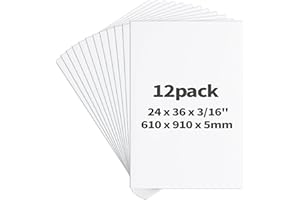 CreGear Foam Board 24 x 36 x 3/16", 12 Pack White Poster Board Lightweight Signboard Foamboard for Crafts, Framing, Art, Display, Presentation