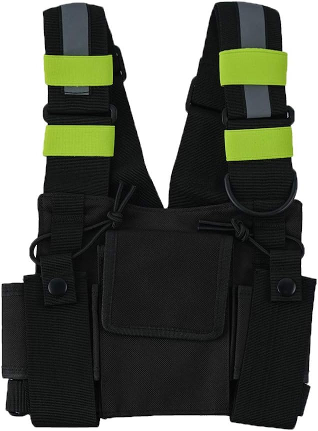 Saigain Radio Rig Chest Harness Bag Holster Holder Work Vest Rig Universal Hands Free for Two Way Radio Walkie Talkie(Rescue Essentials)