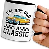 NAHMAKNE Funny Retro Car Coffee Mug, I'm Not Old I'm Classic, 11oz Ceramic Coffee Tea Cup, Retirement Gifts for Men Dad Grandpa, Christmas Birthday Gifts for Father Husband Uncle Friend Car Lovers