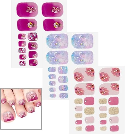 Amazon 3枚入り 3d ネイルシール ジェルネイル フット リアルジェルネイルステッカー ネイルステッカー セルフネイル 貼るだけ簡単 初心者向け レディース Cセット Alubes シール ステッカー 通販