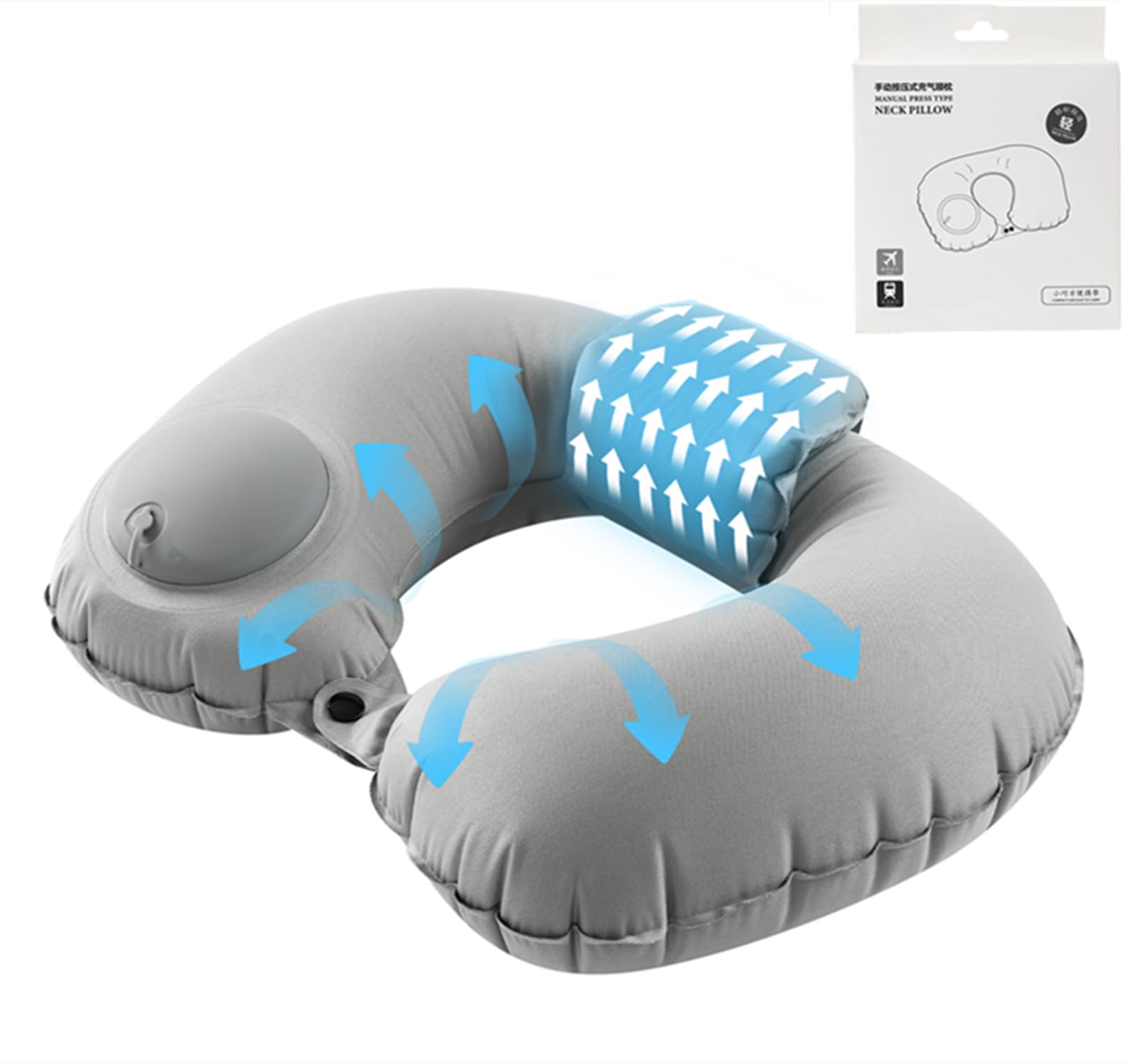 Photo 1 of XinYiSheng Inflatable Travel Pillow - Neck Pillow Support Pillow,Luxury Compact & Lightweight Quick Pack for Camping,Sleeping Rest Cushion (Gray 1pack)