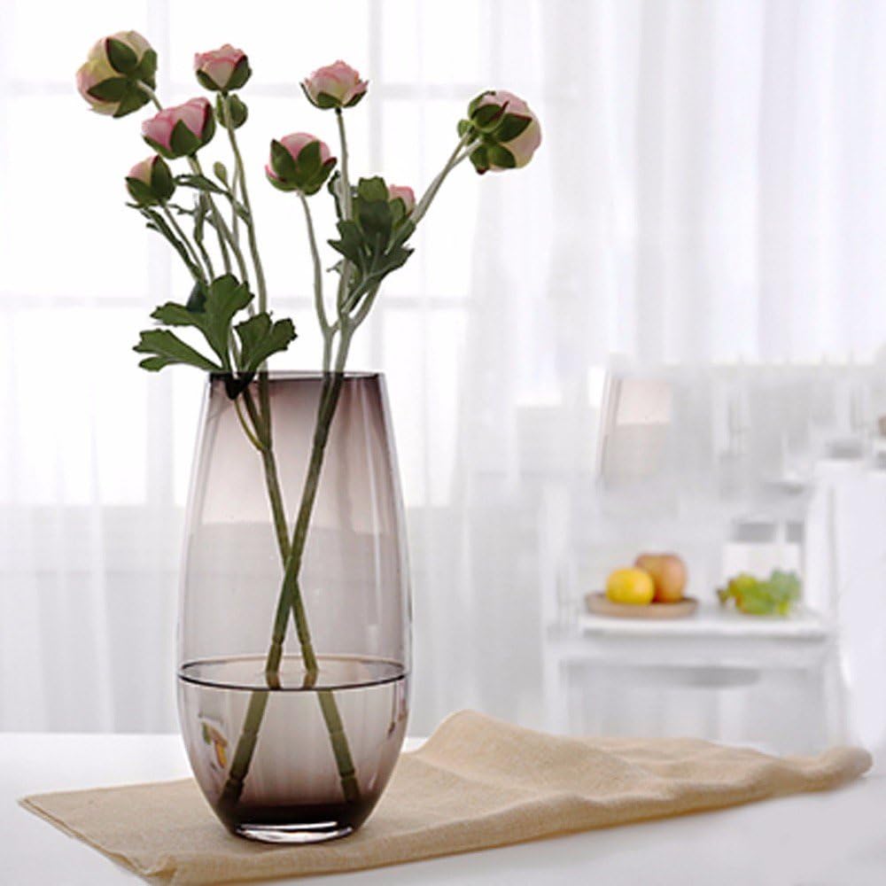 GWH garden Vase stained glass simple modern creative large vase water culture flower transparent blue vase,Ice Powder