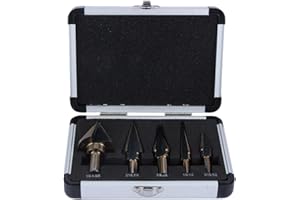 Saluaqui Cone Bit Drill Set Step Drill Bit Set for Metal 5Pcs Large Cobalt HSS Step Coated Cone with Hole Cutters and Storage