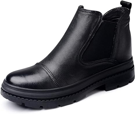 Amazon Com Black Men Genuine Leather Chelsea Boots Height Increasing Elevator Ankle Short Boot Boots