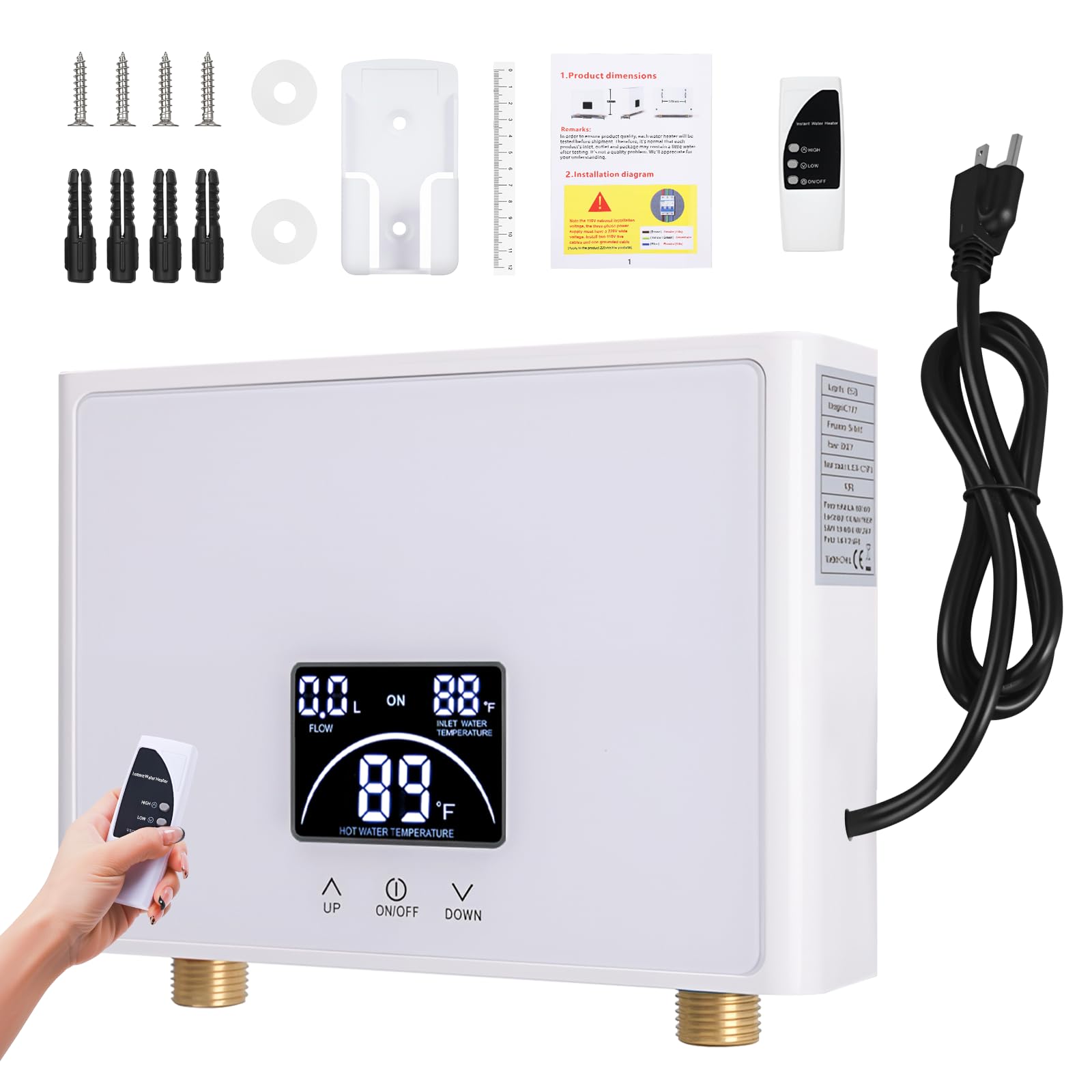 Photo 1 of ZOOTEALY Mini Tankless Water Heater Electric 3KW 110V: Point of Use Hot Water Heater Under Sink on Demand with Digital Display and Remote Control, Multiple Safety Protection for RV Kitchen Bathroom
