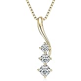 DYUNQ Moissanite Pendant Necklace, 925 Sterling Silver Necklaces for Women 3 Stone Pendant, 18 to 20 Inch, Jewelry Gifts