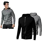 VRYXAL 2-Pack Men's Lightweight Hoodies - Full Zip Up Breathable Athletic Jackets, for Fall Winter Gym Running Sports Wear