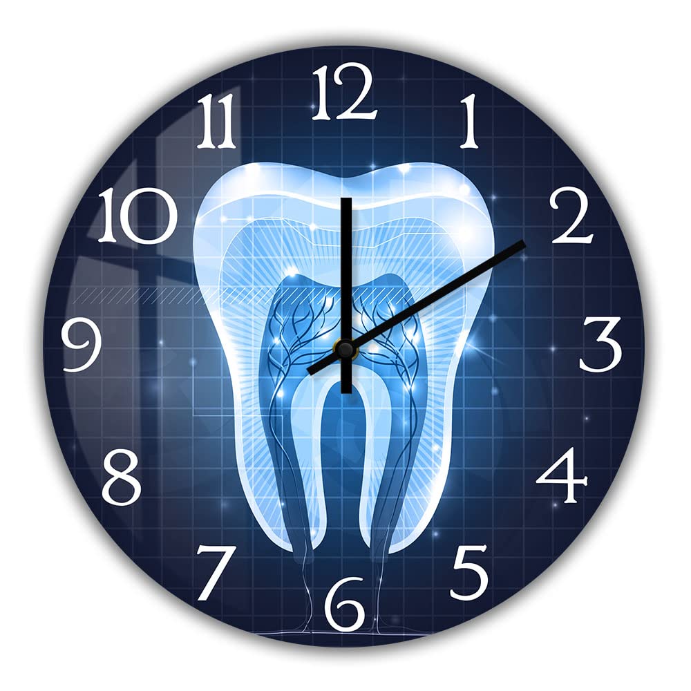 Photo 1 of **FOR PARTS ONLY/ NON-FUCNTIONAL** Geek Alerts Abstract Blue Dental Design Silent Non Ticking Wall Clock 12inch Teeth Acrylic Framless