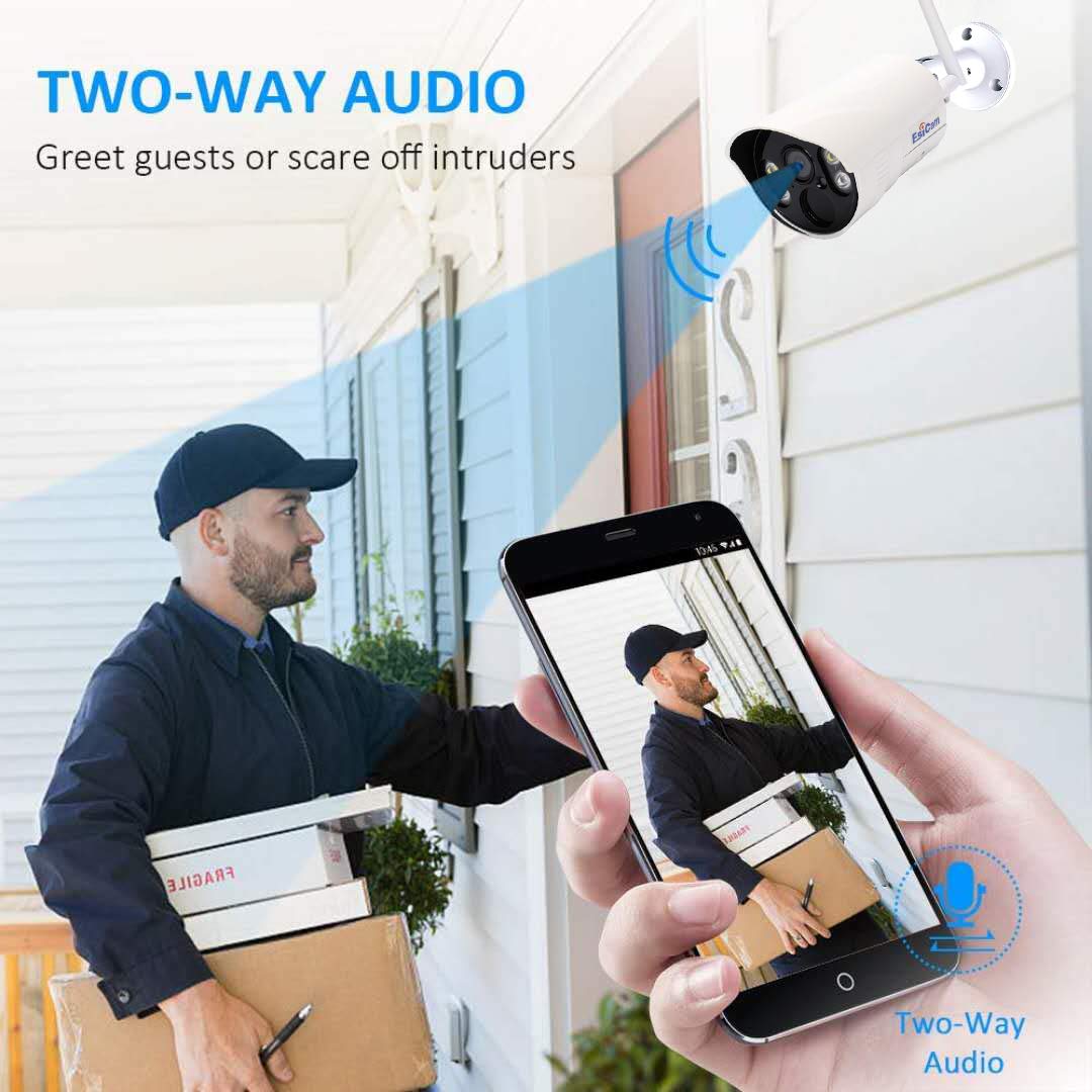 EsiCam 1080P Bullet Camera Wireless Security Outdoor Waterproof WiFi Vigil Cam with 2-Way Talk Colorful Night Vision (2 Light Source) Motion Detection Amazon Cloud Storage SD Card for iOS Android PC