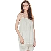 BEAUZSUZSANA Women Camisole with Lace Trim Cotton Tank Tops Adjustable Spaghetti Strap Airy Soft Comfy Pajamas Tops