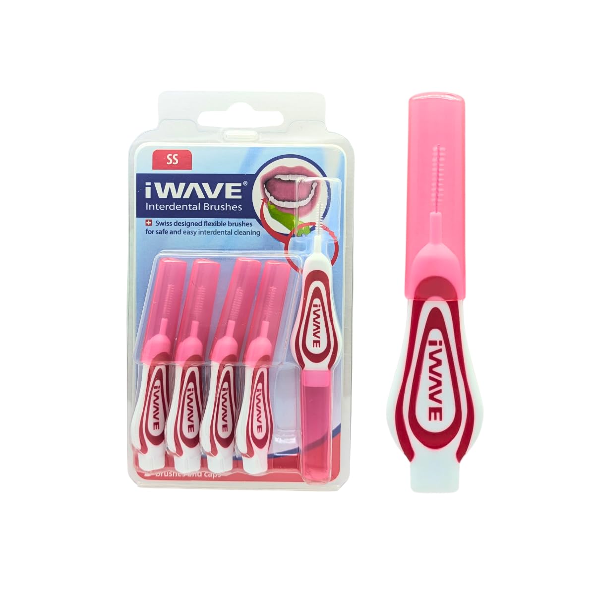 iWave Interdental Brushes Fine Size 0.5 mm Red Pack of 5 – Interdental Cleaning Brushes for Total Teeth Cleaning Plaque Removal Tool