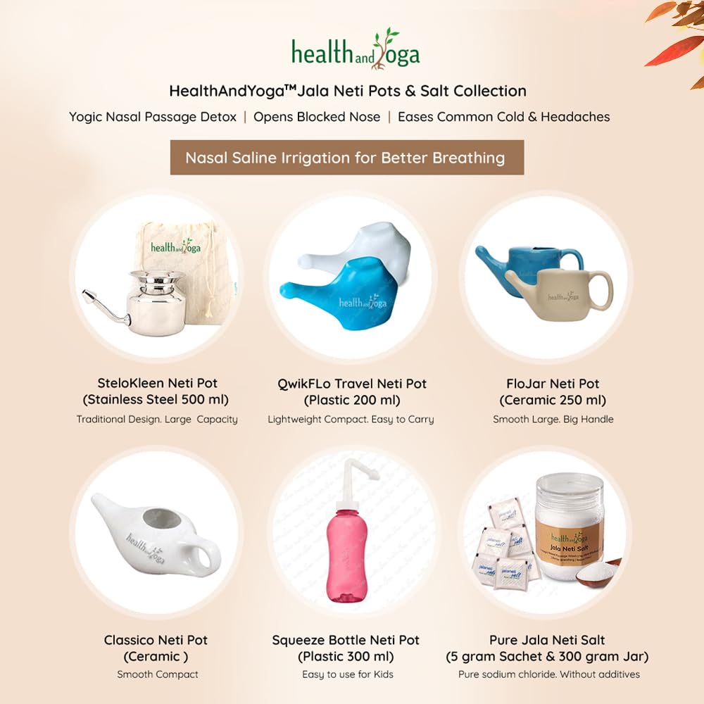 HealthAndYoga? SteloKleen Stainless Steel Neti Pot for Sinus Congestion (Ayurvedic JalNeti)