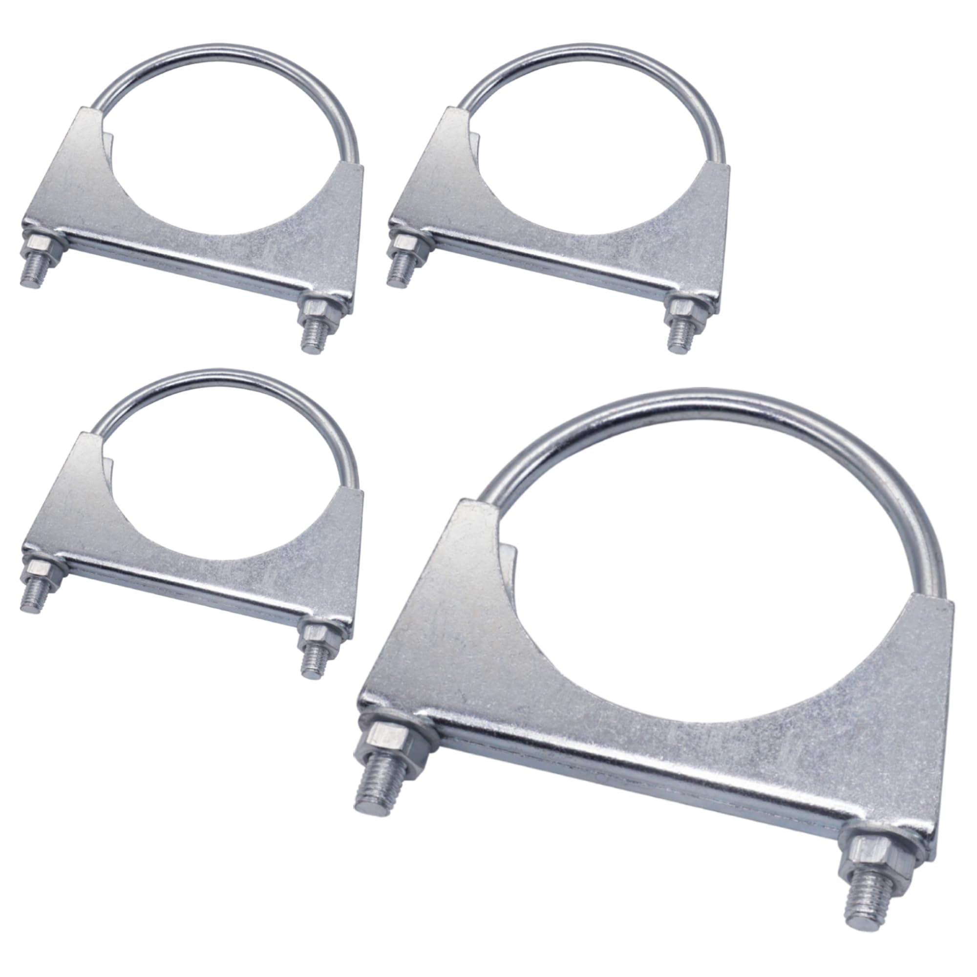 SKIR'CO (4 pcs) Pipe Clamps for 100 mm Diameter Pipes, U-Bolt Clamps, Zinc Plated Pipe Brackets