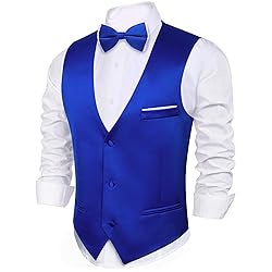 Barry.Wang Mens Royal Blue Formal Suit Vest V-neck