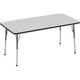 FDP 30" x 60" Rectangle Table with Ball Glide Legs - Gray/Black | School Activity Table, Colorful Ball Feet, Adjustable Height 19-30 inches, Daycare, Preschool and Classroom Use
