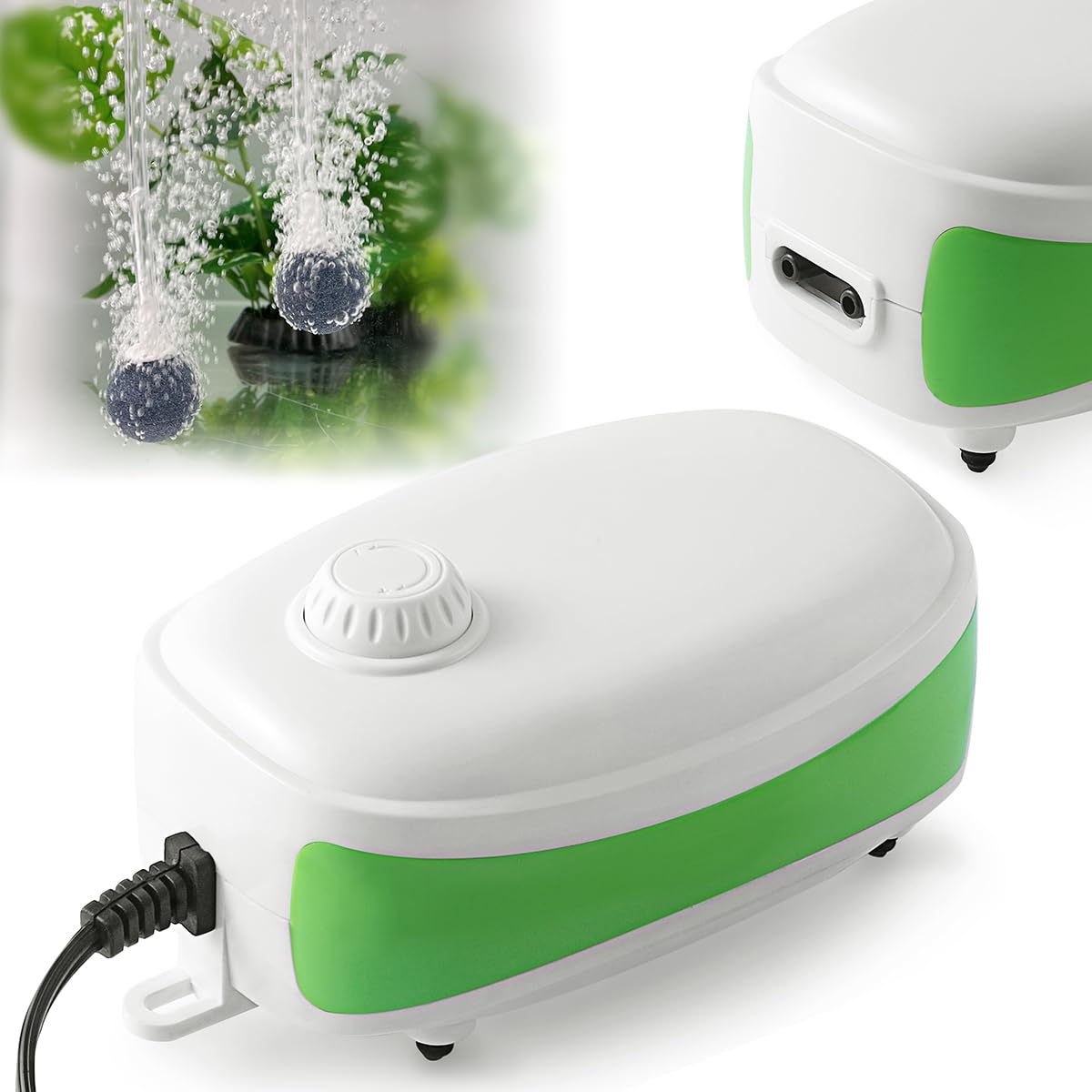 FEDOUR 5W Adjustable Aquarium Air Pump, Quiet Fish Tank Air Pump, 10L/Min Powerful Aquarium Aerator Pump for Fish Tank up to 600L