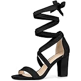 Allegra K Women's Lace Up Block Heels Sandals