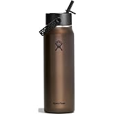 Hydro Flask 32 Oz Lightweight Wide Straw Lid - Insulated Stainless Steel Water Bottle - Hiking, Commuting Obsidian