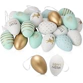 Festicy 24 Charming Golden Pastel Easter Eggs I Easter Decorations 2026 I Attractive 8 Unique Designs &amp; Bunny Patterns I Decorations for Table I Eggs for Indoor &amp; Outdoor Use