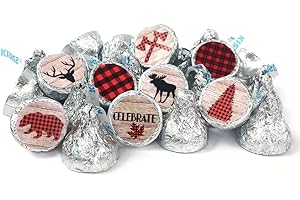 Lumberjack Labels for Hershey's Kisses Chocolates by Adore By Nat - Plaid Rustic Party Candy Stickers - Set of 240