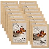 Memory Island 5x7 Photo Frames for Wall and Tabletop Display, 5 by 7 Natural Wood Grain Picture Frames with HD Plexiglass, Set of 15