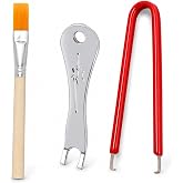 Guitar Repair Tool Kit 3-Piece - Stainless Steel Knob Puller, Bridge Pin Remover &amp; Cleaning Brush for Electric Acoustic Guitar Maintenance, Compatible with for Fender Gibson Martin Taylor