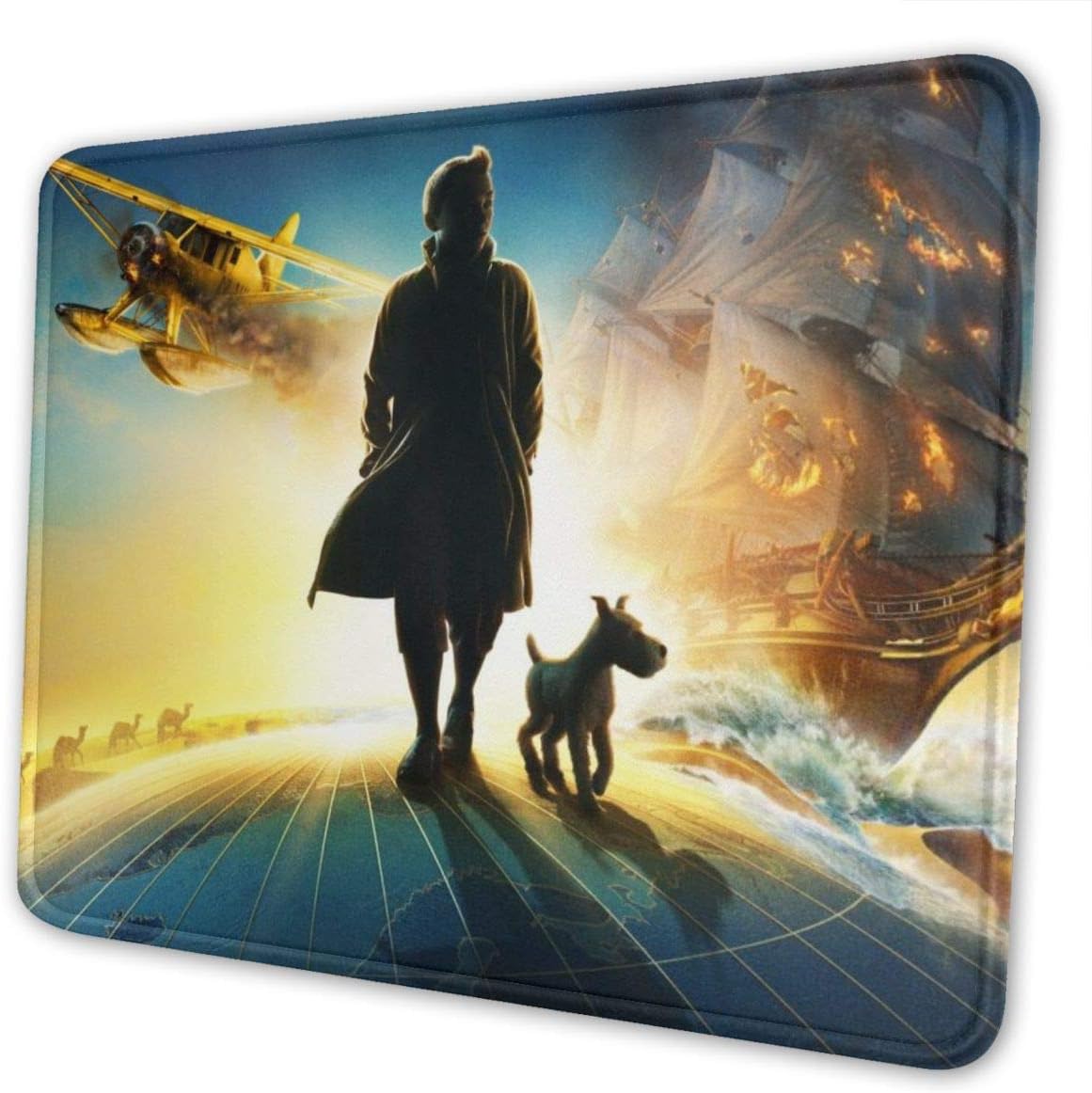 Adventures Tintins OKIJH Mouse Pad Premium Textured,Thick Non-Slip Water-Resistant Rubber Cloth Computer Game Mouse Mat for Gamer Home or Offices